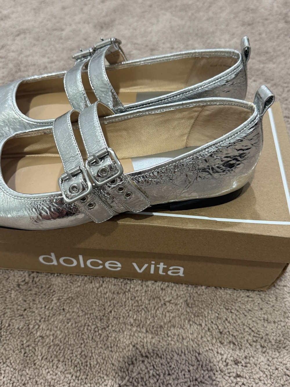 Dolce Vita Metallic Silver Double-Strap Mary Janes - Picture 5 of 6